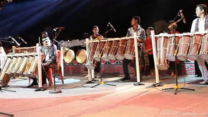 Traditional Batak gondang music ensemble
